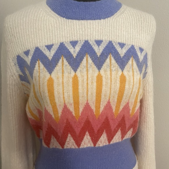 FRENCH CONNECTION Sz L Neya Fairisle Sweater Dress Wool, Alpaca, etc Fuzzy - Picture 7 of 11